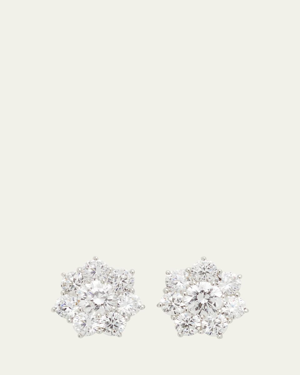 Flower CZ Crystal Stud Earrings